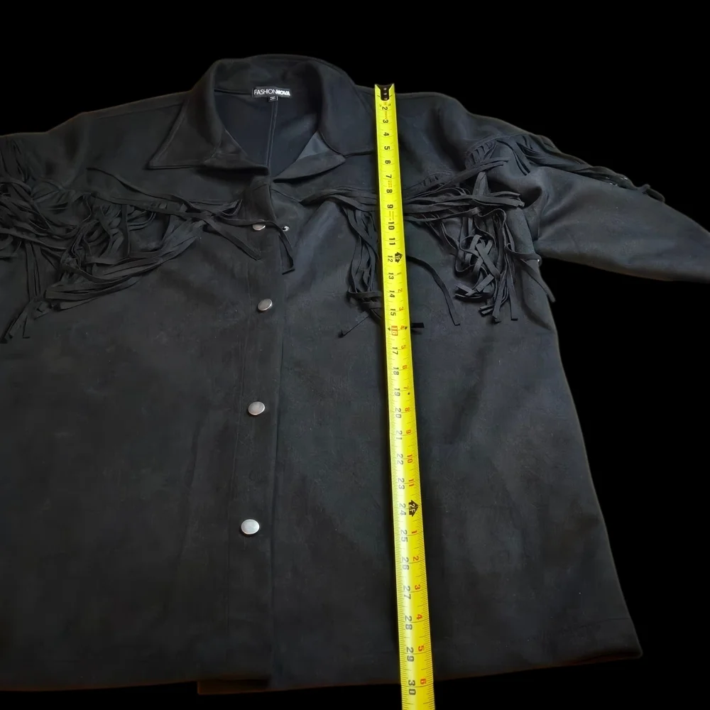 Fashion Nova Black Fringe Detail Jacket